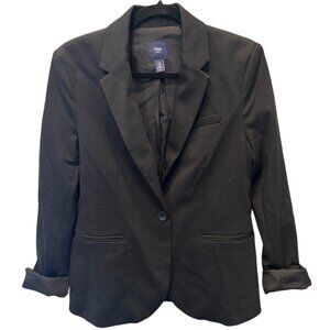 Gap Black Single Button Blazer Size 6 Lined Notch Lapel Work Jacket